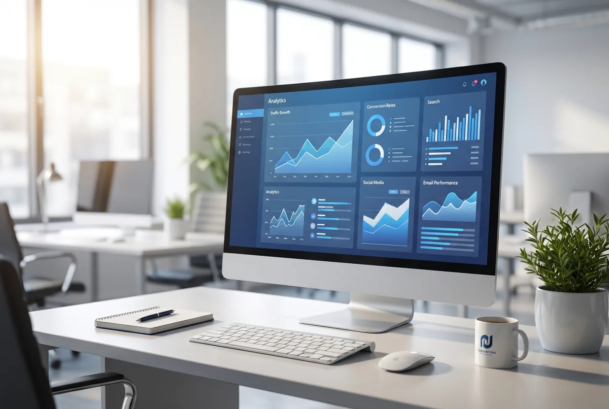 Digital marketing dashboard showing channel performance