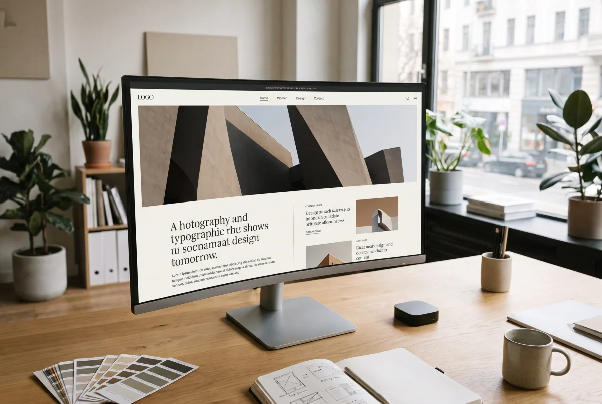 Custom Squarespace website homepage on a laptop