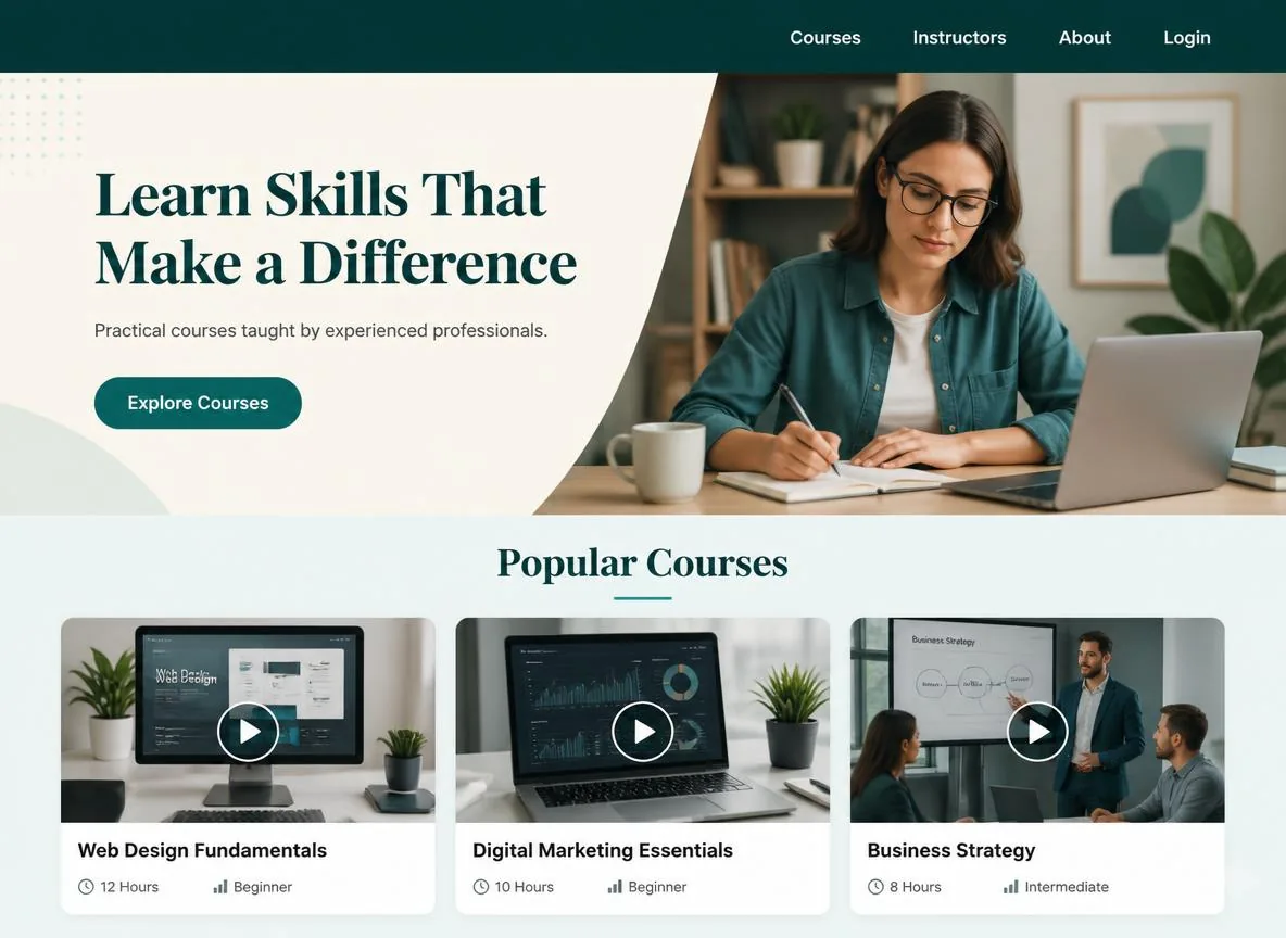 Courses template preview