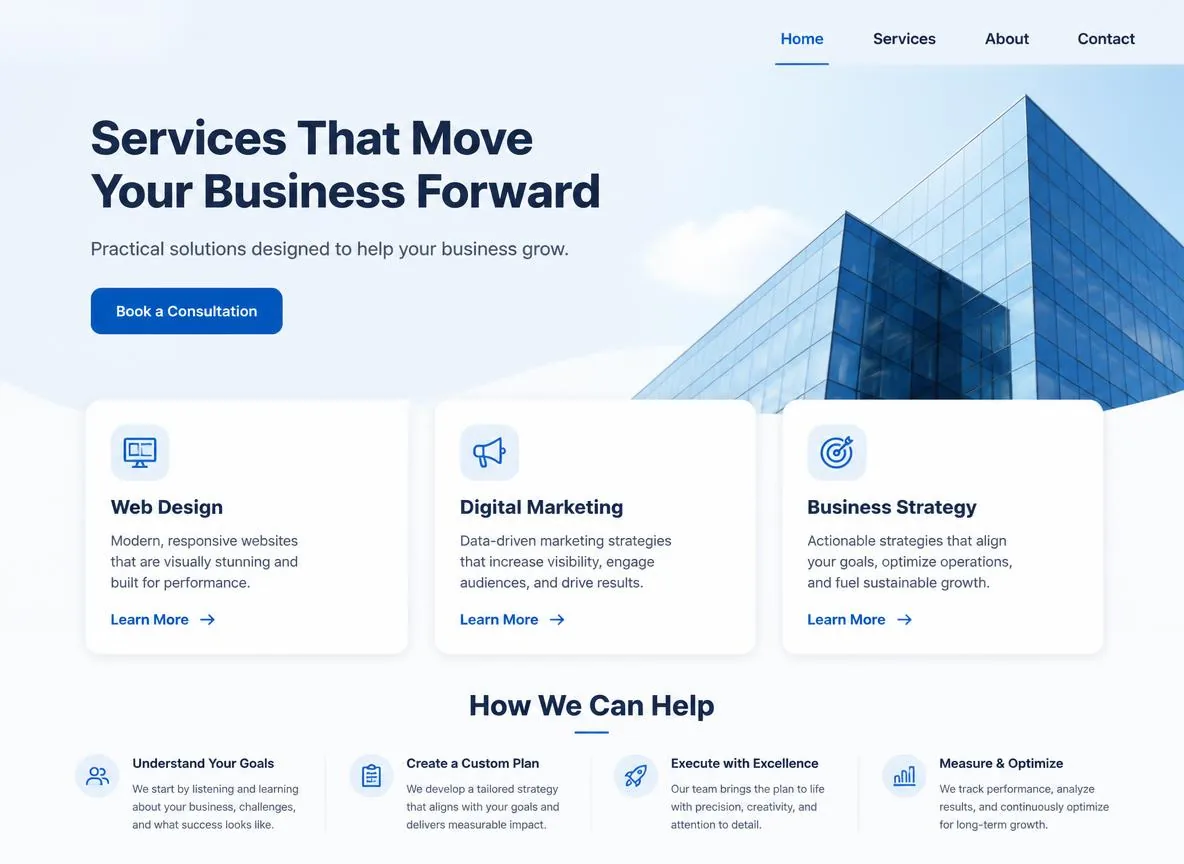 Services template preview